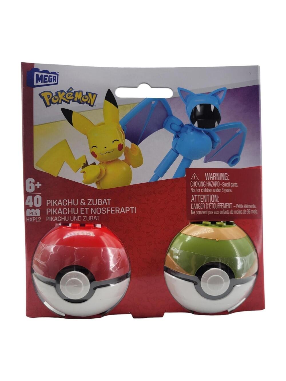 Mega Nintendo Pokemon Poke Ball Collection Pikachu and Zubat 40 Piece Set HXP12